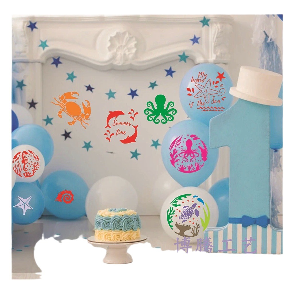 Cross-border marine life painting template DIY underwater world decoration painting supplies ocean theme Hollow drawing board