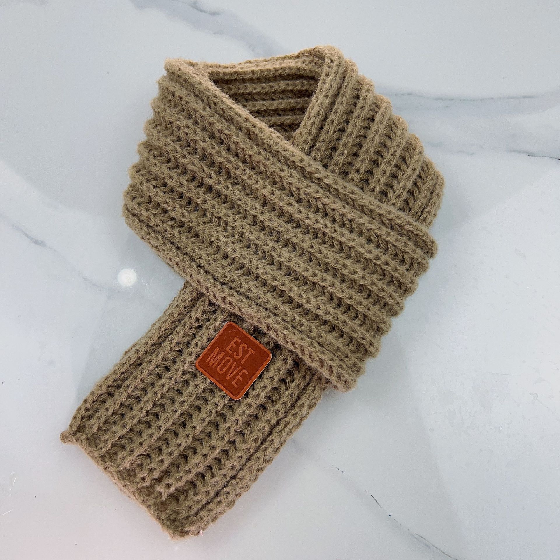Picture of Ins K-Style Kidsren's Knitted Scarf Winter Pure Color Warm Wool Infants Boys and Girls Korean Baby Scarf Trendy