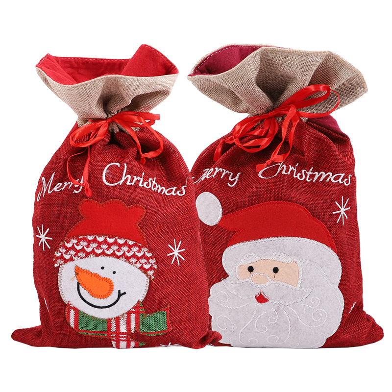 Picture of Christmas Gift Bag Apple Bag Large Bezel Drawstring Gift Bag Christmas Decoration Accessories Props Scene Layout
