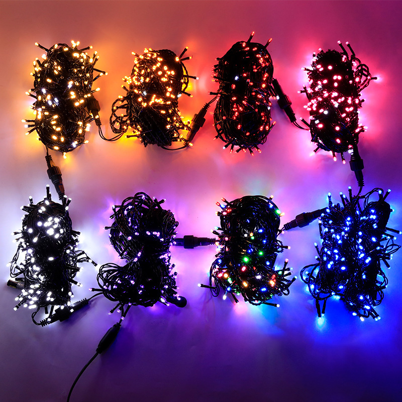 Picture of Source Factory 20m Black Wire with Flashing Led Lights Outdoor Waterproof Male and Female Plug Lighting Project Starry Sky String Lights