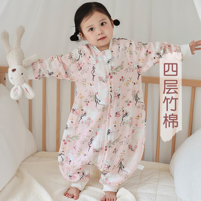 Picture of Cartoon Bamboo Cotton Gauze Sleeping Bag Baby Class a Summer Newborn Children's Home Clothes Baby Anti-Kick Quilt Breathable and Lightweight