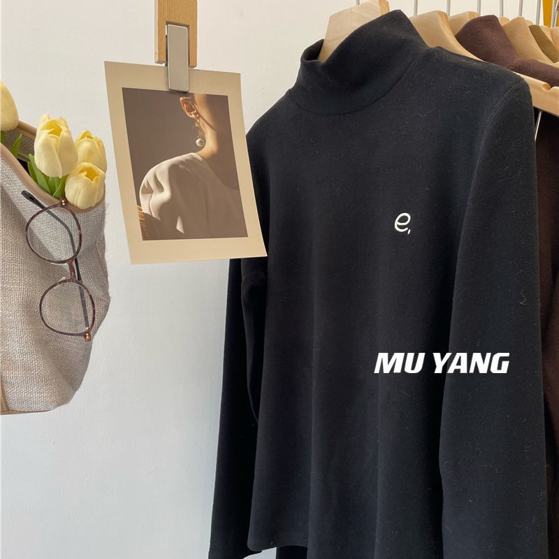 Super soft waxy double-sided velvet bottoming shirt women's autumn and winter new long sleeve fleece-lined western style warm top T-shirt trendy