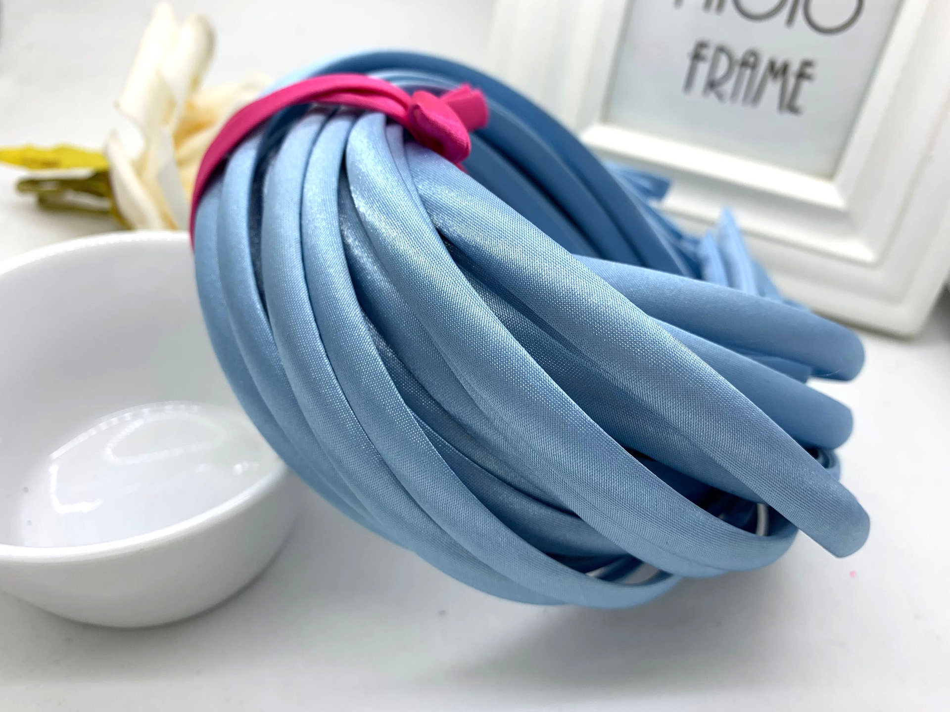 Picture of 10mm Candy-Colored Cloth-Wrapped Thickeneded Headband DIY Hairband Material Hair Accessories 1cm Satin Set Cloth Headband
