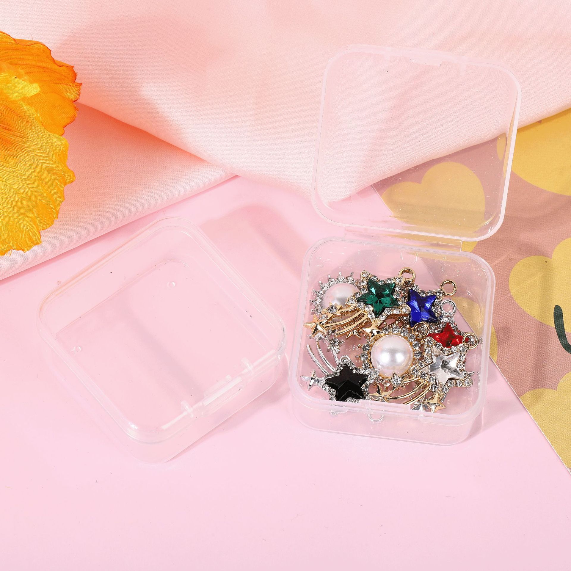 Pp One-Compartment Nail Art Jewelry Storage Box Small Items Protection Box Flip-Top Free Storage Single-Compartment Storage Compartment in Stock