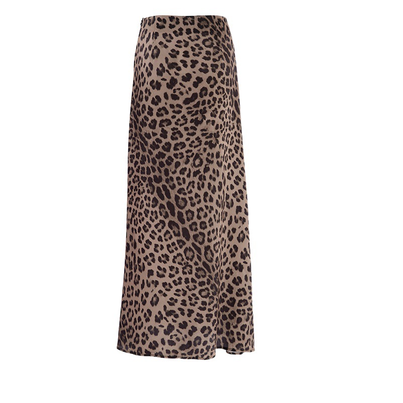 Amazon Leopard Print Fishtail Skirt Women's Fashion Simulated Silk Satin Hot Girl Long Skirt Skirt Spring High-End Women's Clothing