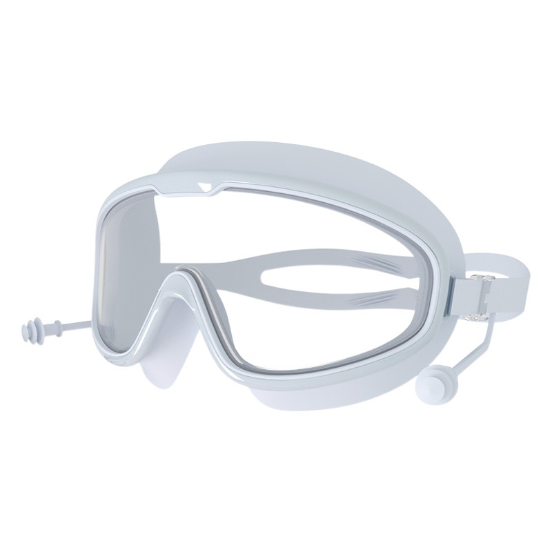 Adult large frame swimming goggles waterproof anti-fog HD swimming glasses conjoined earplugs silicone children swimming goggles wholesale