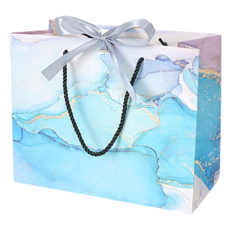 Spot printed LOGO bow paper bag marble gift bag skin care paper bag gift bag