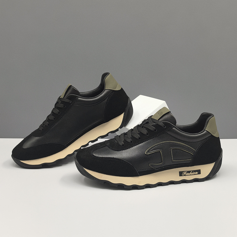 Boys' Top-Layer Cowhide Sneakers Men's Trendy Shoes Genuine Leather All-Match Niche High-End European Station Men's Sports Casual Shoes