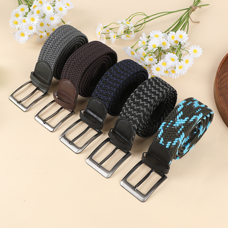 Large Size Belt for Men, Universal Elastic Woven Belt, Pin Buckle Decorative Trouser Belt, Casual Women's Extended Fat Belt