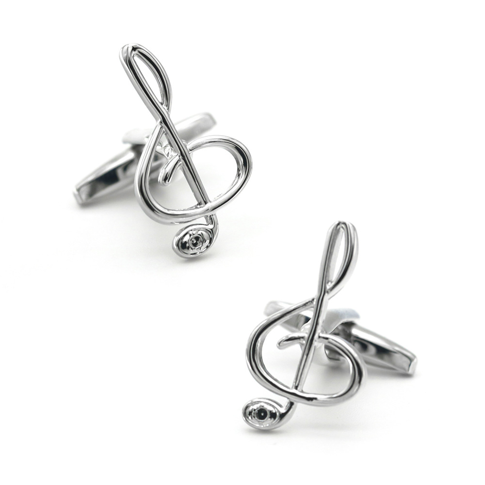High Quality Metal Thickeneded Electroplated Jewelry Men's Gift Music Note French Shirt Cufflinks