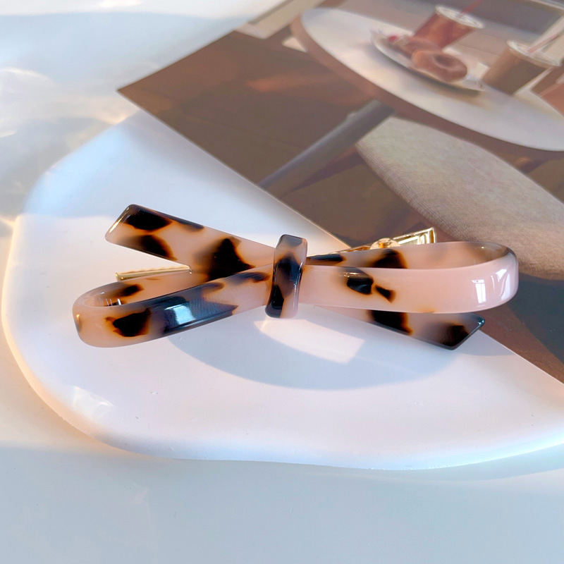 Picture of French Classic Bow Hairpin Acetic Acid Fresh Girl's Side Bangs Clip Cross Hollow Bow Tie Hairpin