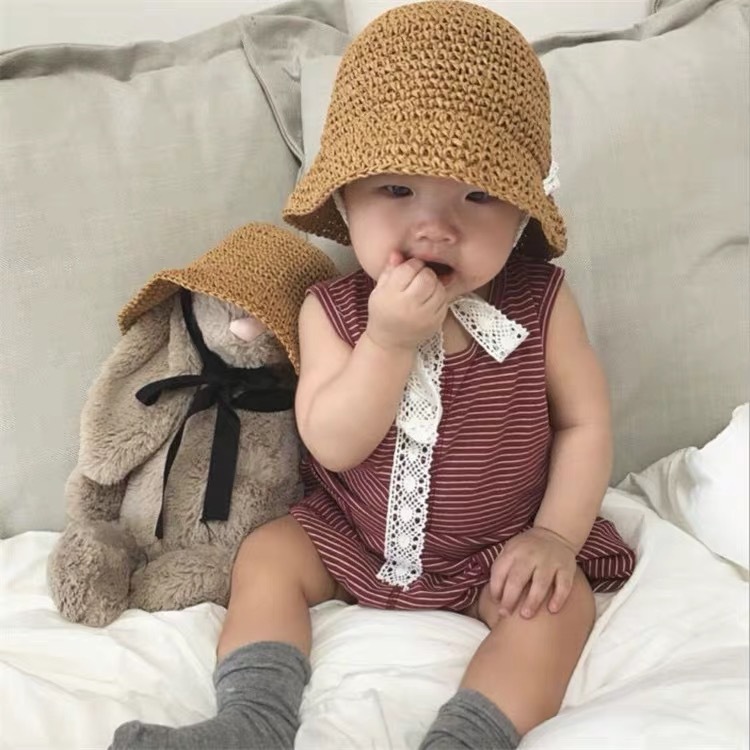 Children's fisherman hat baby girl hat sunshade Korean straw hat summer spring and autumn thin 1 3 years old 2 men