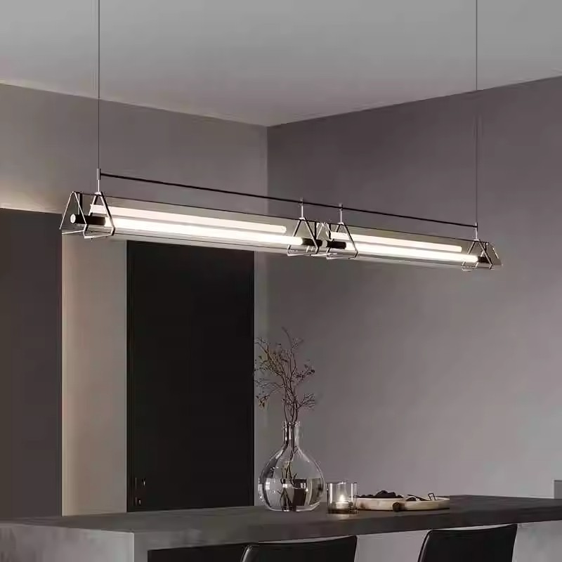 Modern Minimalist Restaurant Chandelier Designer Bar Table Dining Table Tea Room Italian Minimalist Long Strip High-End Chandelier