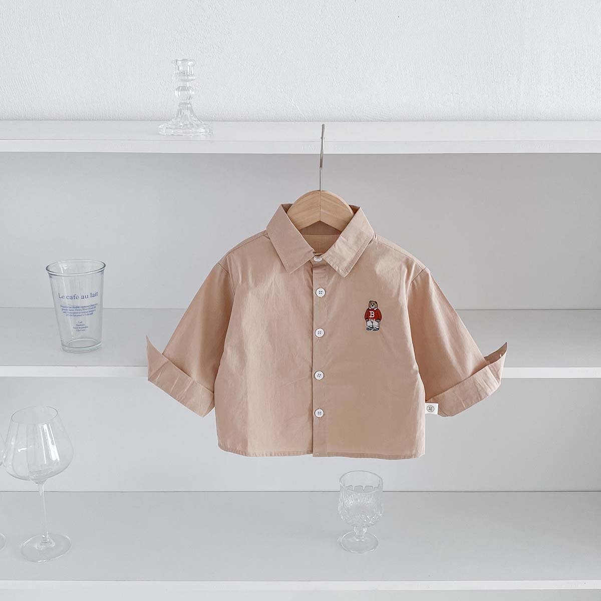 Picture of Boys' Spring Clothes Solid Color Shirt 2025 New Baby's Spring Cartoon Long-sleeved Shirt Outgoing Stylike Clothes All-match Trendy
