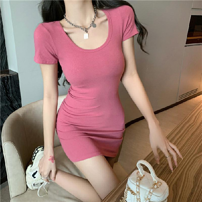 Picture of Purely Sexy Tight-Fitting Hot Girl Dress Women's Summer 2025 New Short Skirt Pink Waist-Cinching Slimming Dress