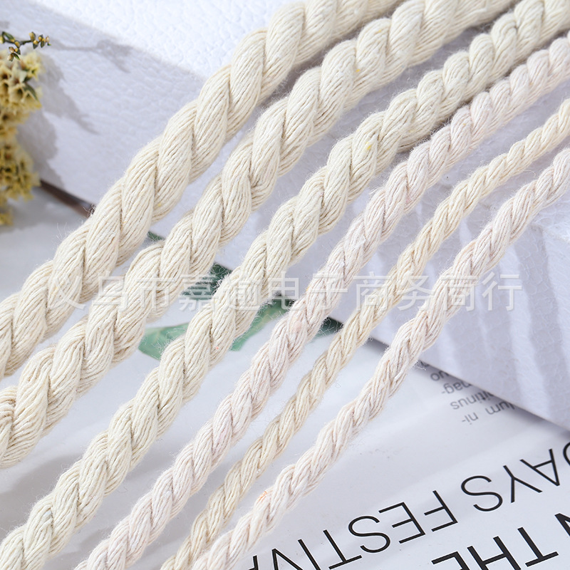 Manufacturer 4-20mm White Three-Strand Cotton Rope Twist Twisted Rope Hand-Woven Rope Satchel Rope Cotton Thread Rope Wholesale