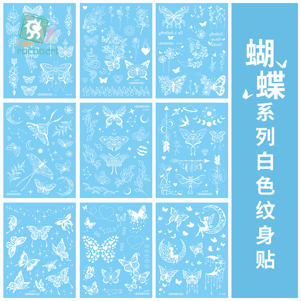 Picture of New Cross-border Source White Tattoo Sticker Personalized Face Sticker Henna Hand-painted Sticker Collarbone Sticker Disposable Tattoo