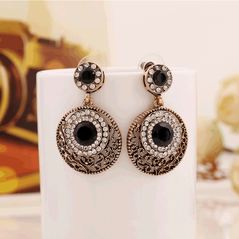 Cross-border Jewelry Bohemian Ethnic Style Earrings Long Tassel Earrings European and American Vintage Alloy Diamond Earrings