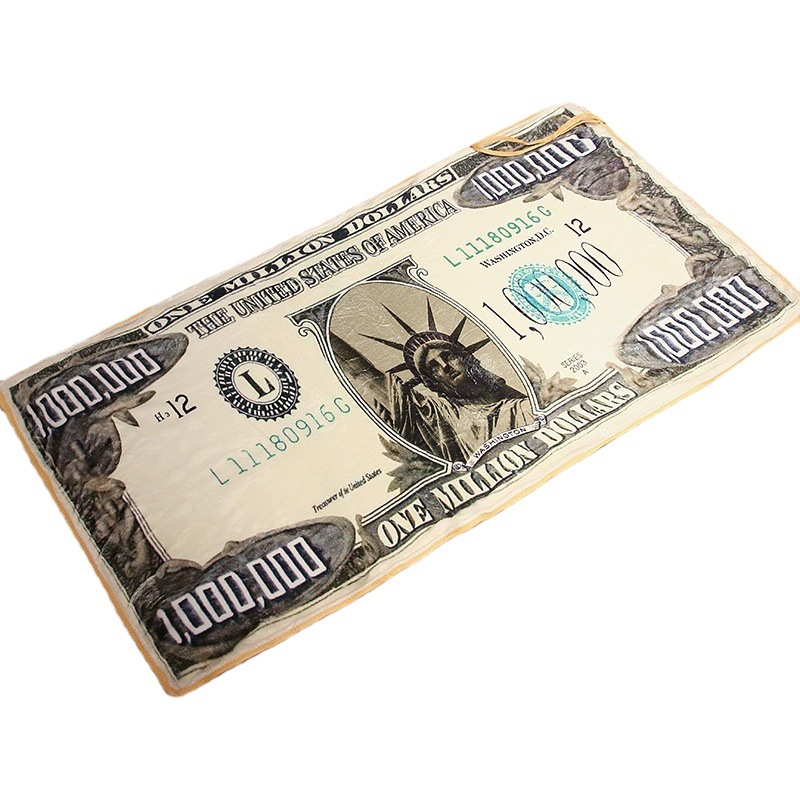 Four Seasons Universal office nap blanket creative funny sand carving Million Dollar Bill blanket flannel air conditioning blanket
