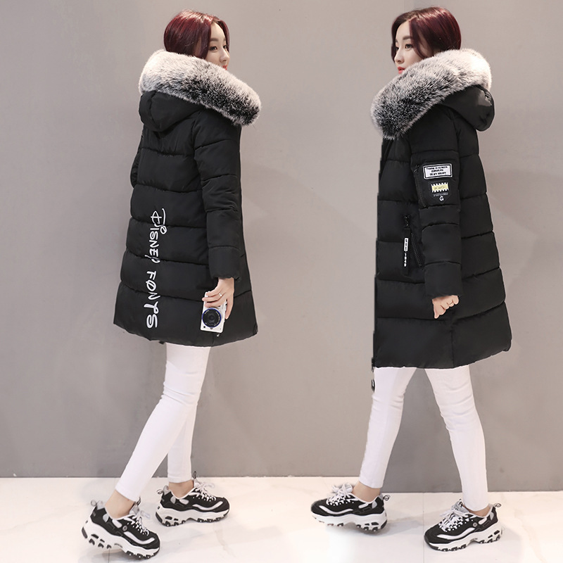 Women's New Korean Style Fashionable Mid-length Cotton-padded Coat Women's plus size Slim-fit Hooded Cold-proof Coat Cotton-padded Coat