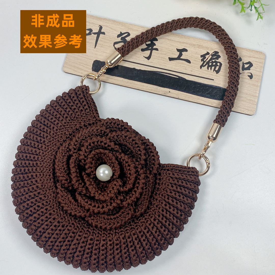 Picture of Spring and Summer peony hand bag crocheted material package ice hemp thread