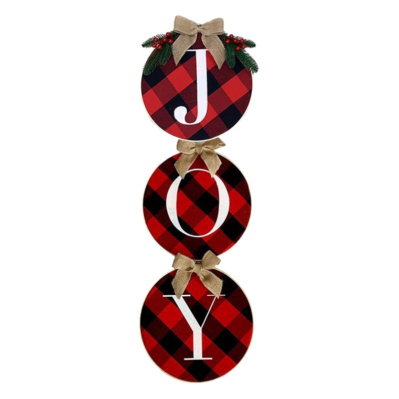 New Christmas Decorative Supplies Home Decorative Christmas Pendant JOY Red Black Gate Hanging Christmas Wreath Wreath
