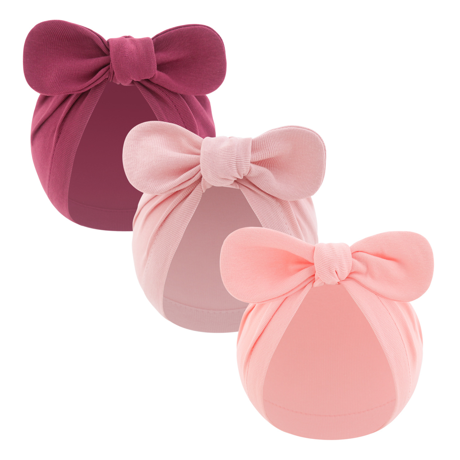 Picture of New children's solid color turtle cap baby Indian cap baby ball knotted cap ins Europe and America wholesale rabbit ear cap