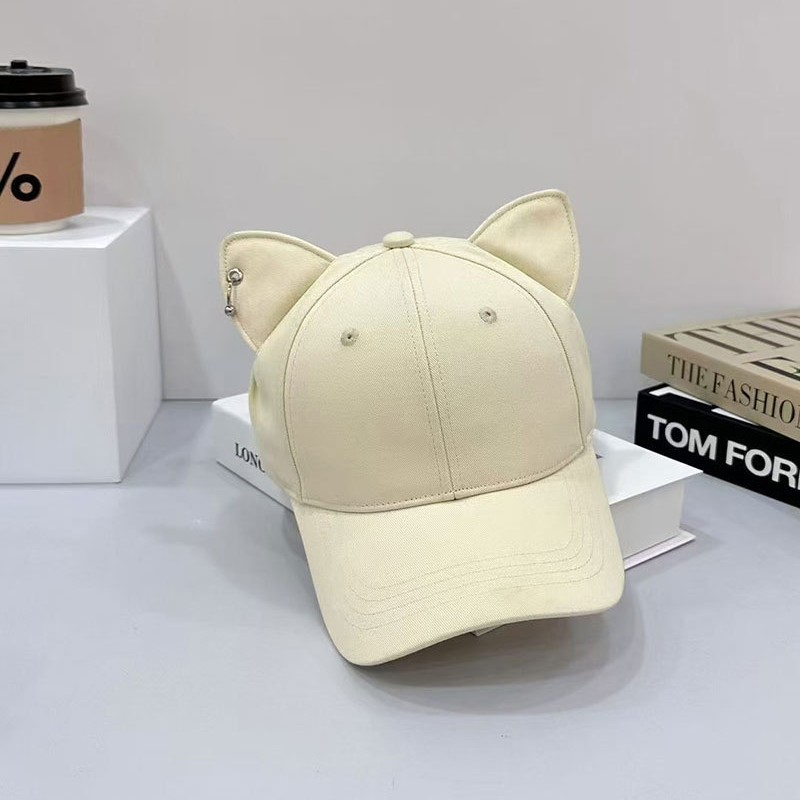 Picture of Cute Metal Buckle Cat Ear Hat Baseball Cap Women's Pointed Ear Spring Summer and Autumn Distinctive Cap Women's Korean-style All-match
