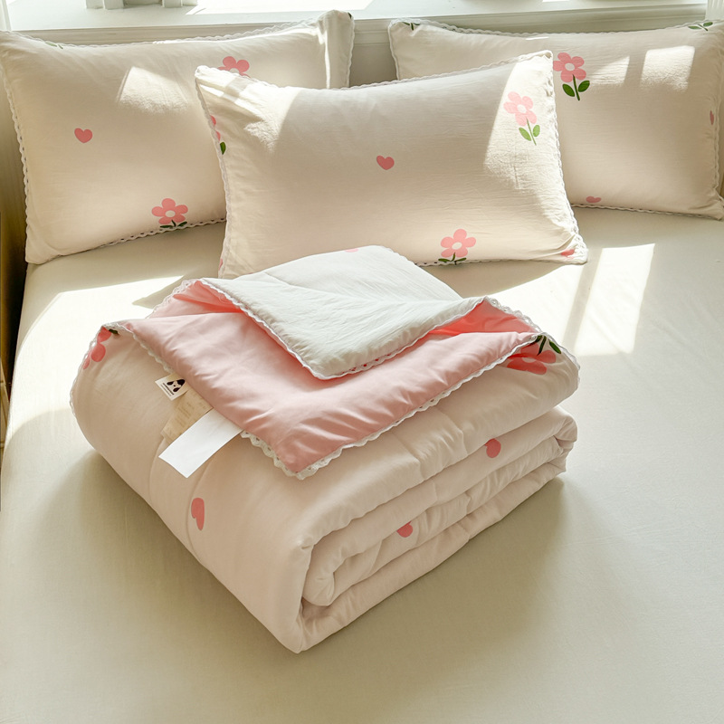 Picture of Class A Maternal and Infant Grade Summer Quilt Lace Summer Cool Quilt Summer Air-conditioning Quilt Double Washed Cotton Quilt Core Children's Thin Quilt Ins
