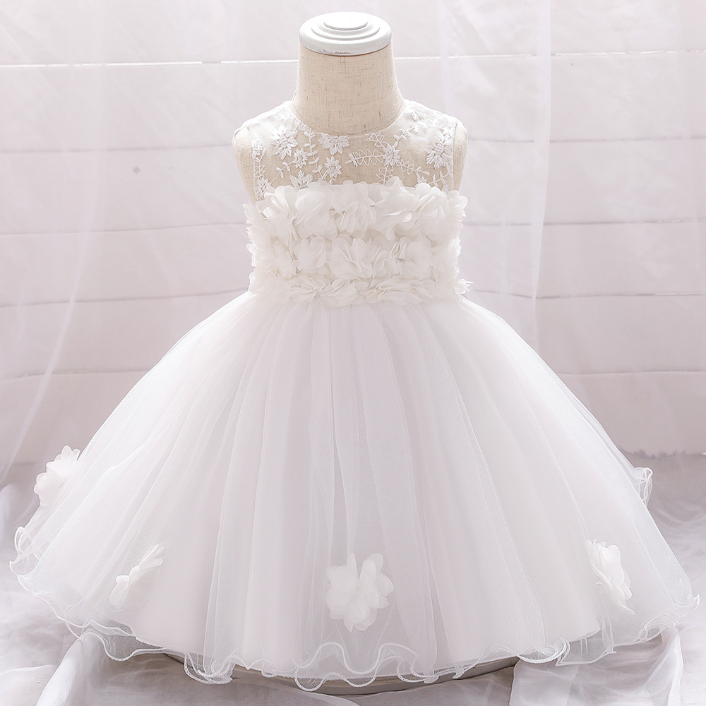 Picture of Manufacturer Kidsren's Dress 2025 European and American New Girl Dress Flower Mesh Infant Princess Dress One-Year-Old Kidsren's Dress