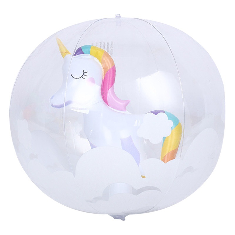 Cross-border spot PVC cartoon inflatable unicorn Flamingo crab beach ball children play transparent ball