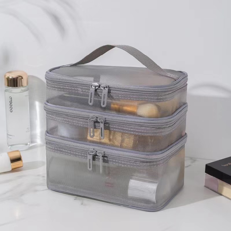 Picture of Large Capacity Toiletry Bag Portable High-value Cosmetic Bag Multi-purpose Travel Double-layer Toiletry Bag Storage Bag Mesh Bag