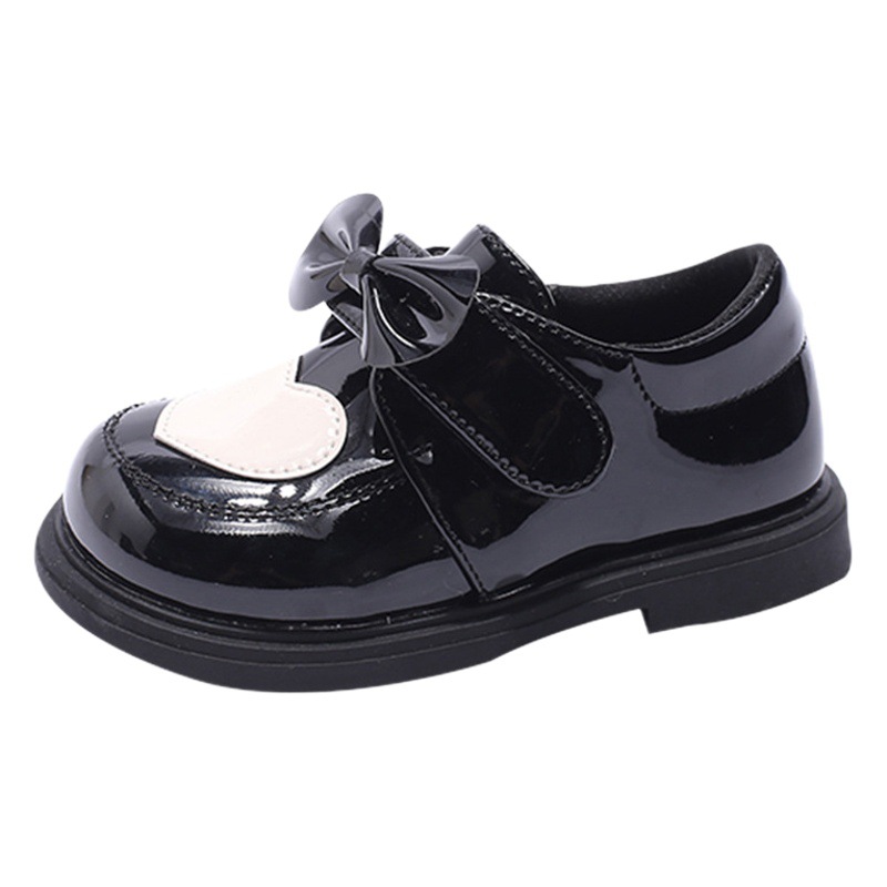Girls' Leather shoes autumn and winter new children's soft bottom princess shoes love baby girl shoes bow little girl children's shoes