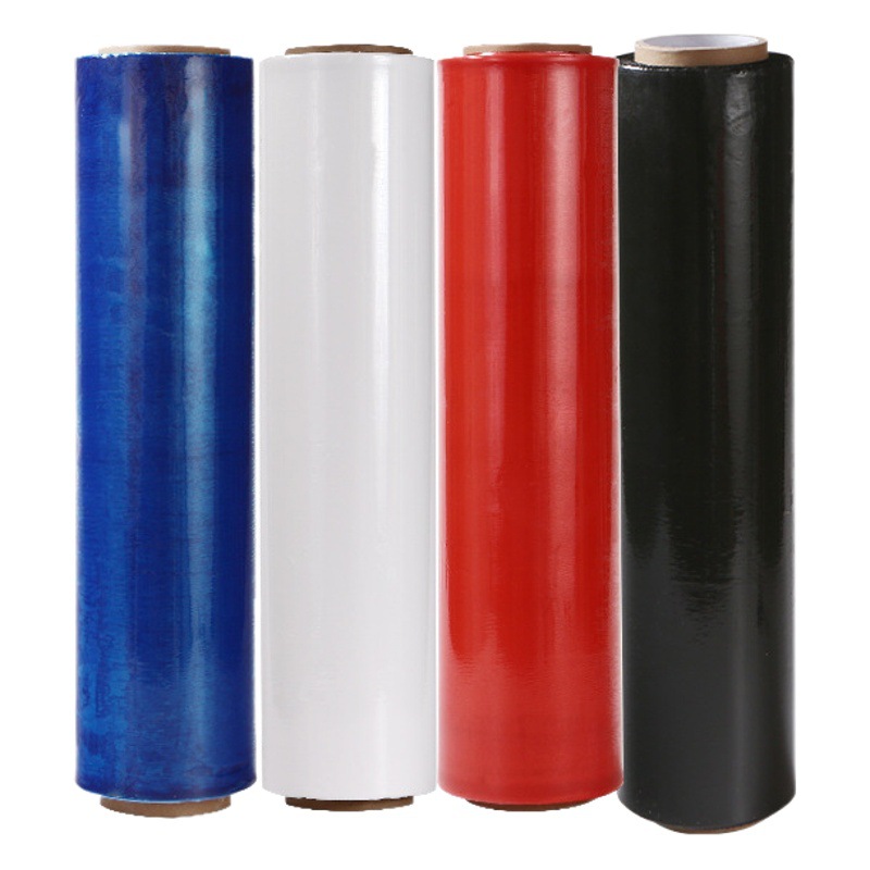 Colorful Stretch Wrap Film Industrial Packaging Plastic Film Guardrail Protection Logistics Anti-Side Leakage Packaging Film
