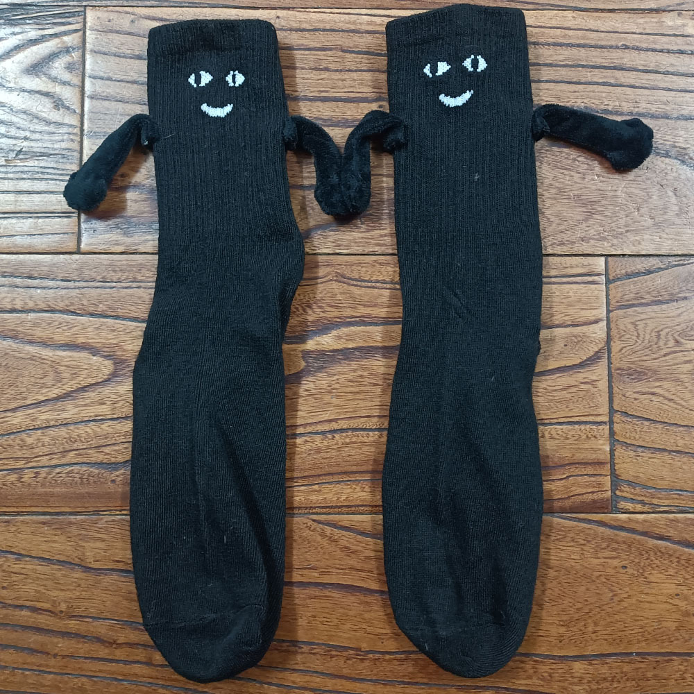 Picture of 2023 Amazon Embroidered Eyes Holding Hands Socks Magnetic Mid-Calf Socks for Men and Women Couples Sports White Socks Essential for Couples