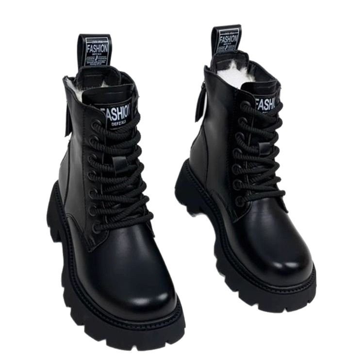 Picture of Fleece and thickened large cotton boots 2025 fall/winter new warm snow boots with thick soles and non-slip thick heels Martin boots for women