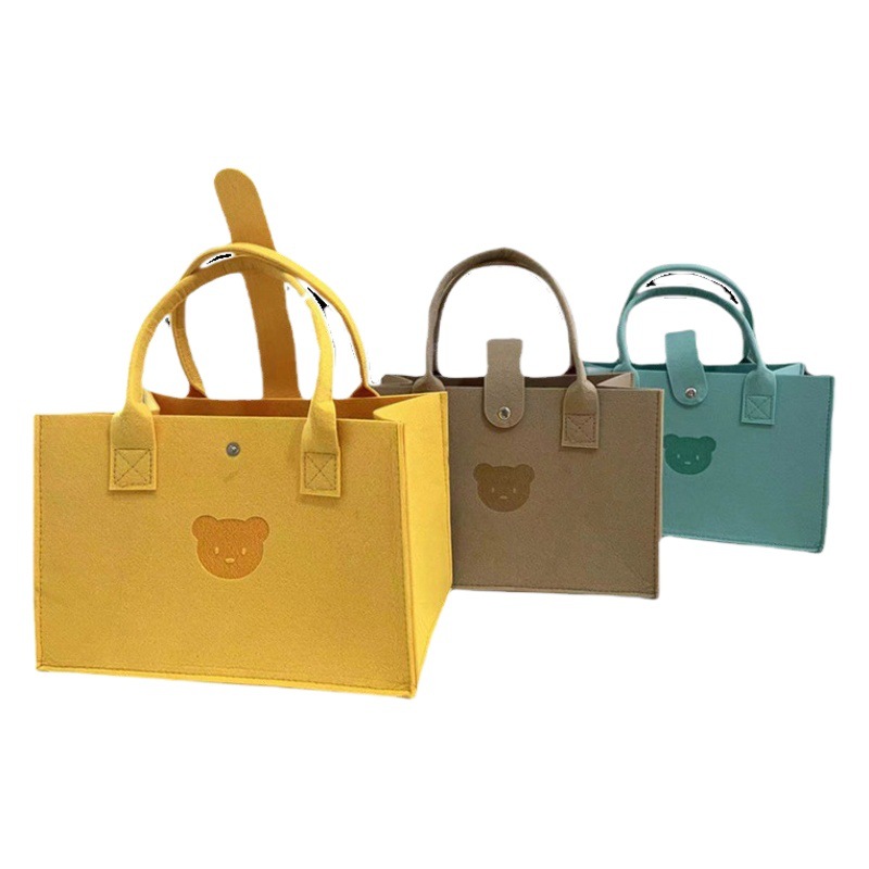 Picture of Cute bear felt handbag new simple all-match Fashion handbag open shoulder bag printable LOGO