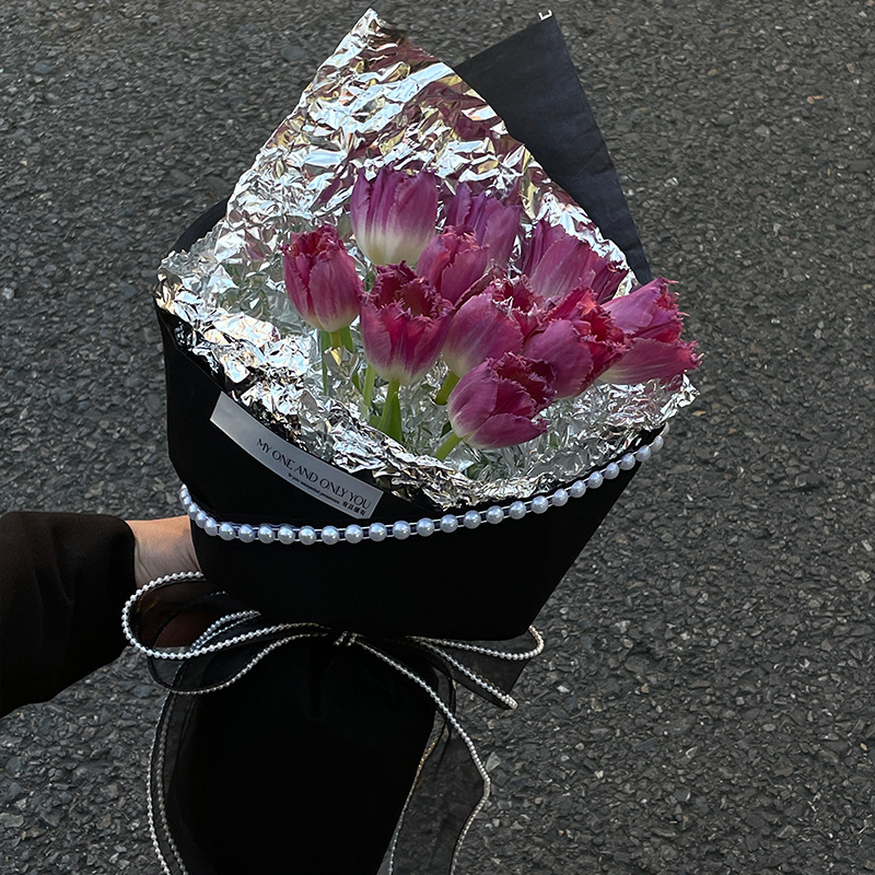 520 Valentine's Day new Pearl edge velvet wrapping paper waterproof flower bouquet packaging handmade DIY bag flower paper