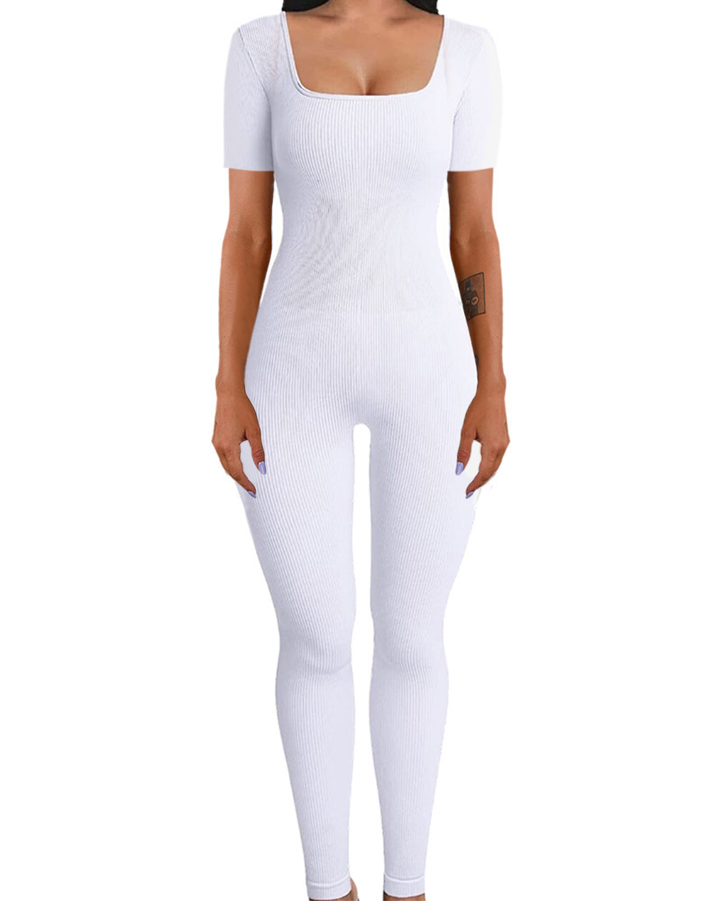 Picture of Amazon European and American Foreign Trade Women's Jumpsuit Autumn and Winter New Thread Square Collar Hip Slim Fit Sexy Jumpsuit