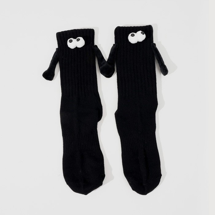 Picture of 2023 Amazon Embroidered Eyes Holding Hands Socks Magnetic Mid-Calf Socks for Men and Women Couples Sports White Socks Essential for Couples