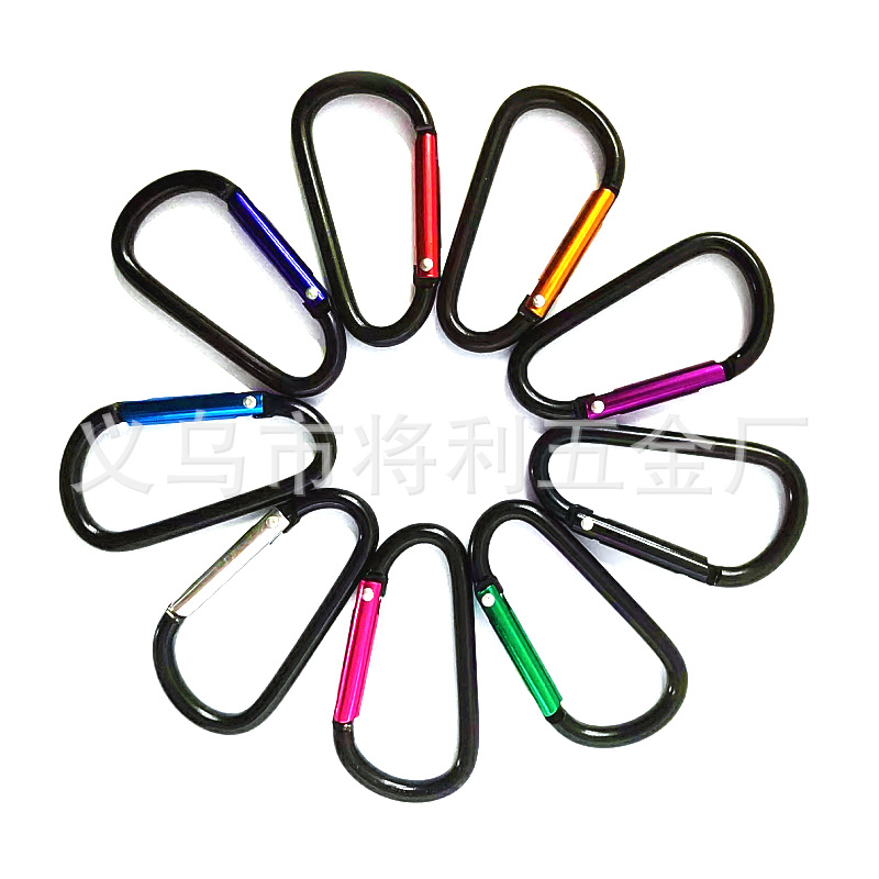 Picture of In stock wholesale 4 5 6 7 8 D type hard aluminum alloy environmental protection carabiner outdoor travel spring hook