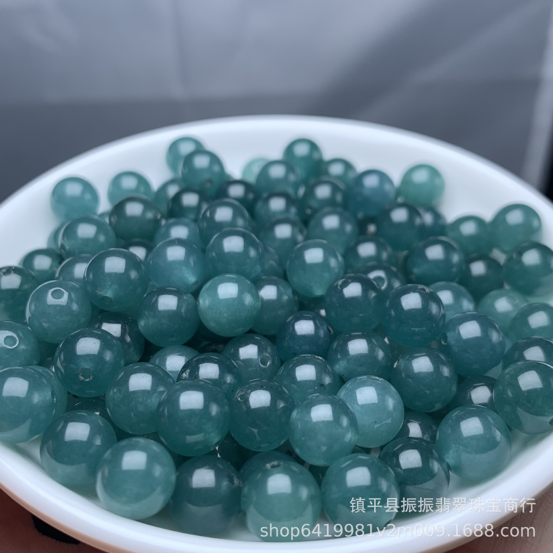 Picture of High ice jade blue water color 8mm round beads wholesale diy jade jewelry bracelet necklace loose beads jade beads bracelet