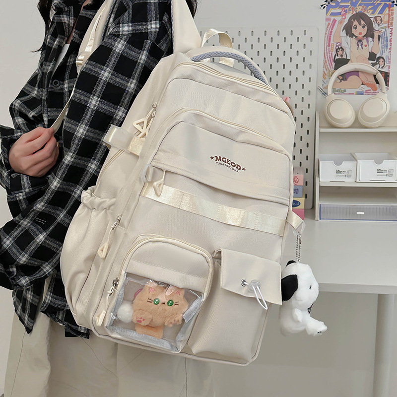 Picture of Japanese Ins Campus Casual Solid Color Schoolbag Simple All-match Lightweight Couple Backpack Senior high school College Student Backpack