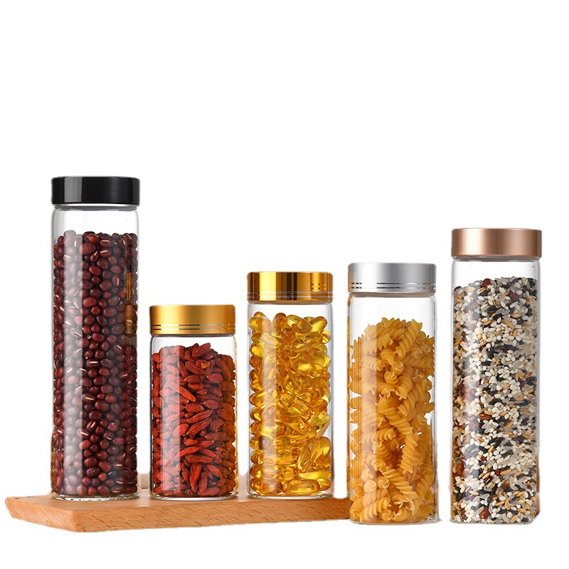 Picture of 58 screw mouth Buddha beads packaging bottle transparent glass sealed jar grains storage storage jar honey bottle candy bottle