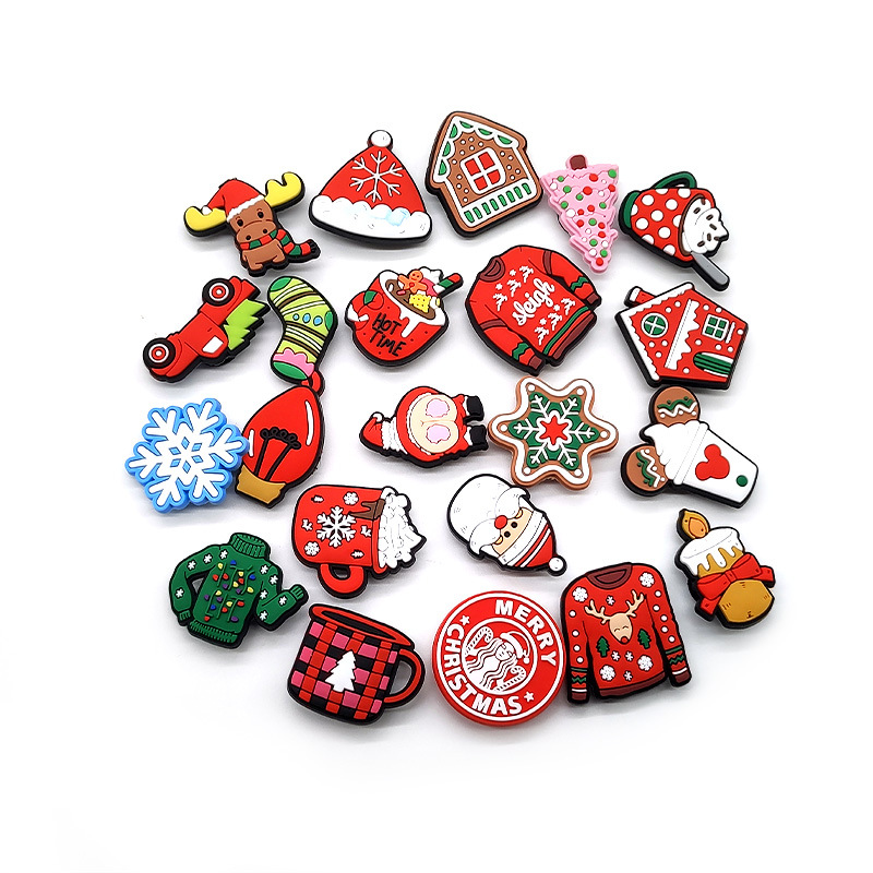 New Cave Shoes Accessories PVC Shoe Flower Shoe Buckle Cute Cartoon Christmas Holiday Peripheral DIY Decorative Shoe Flower Buckle