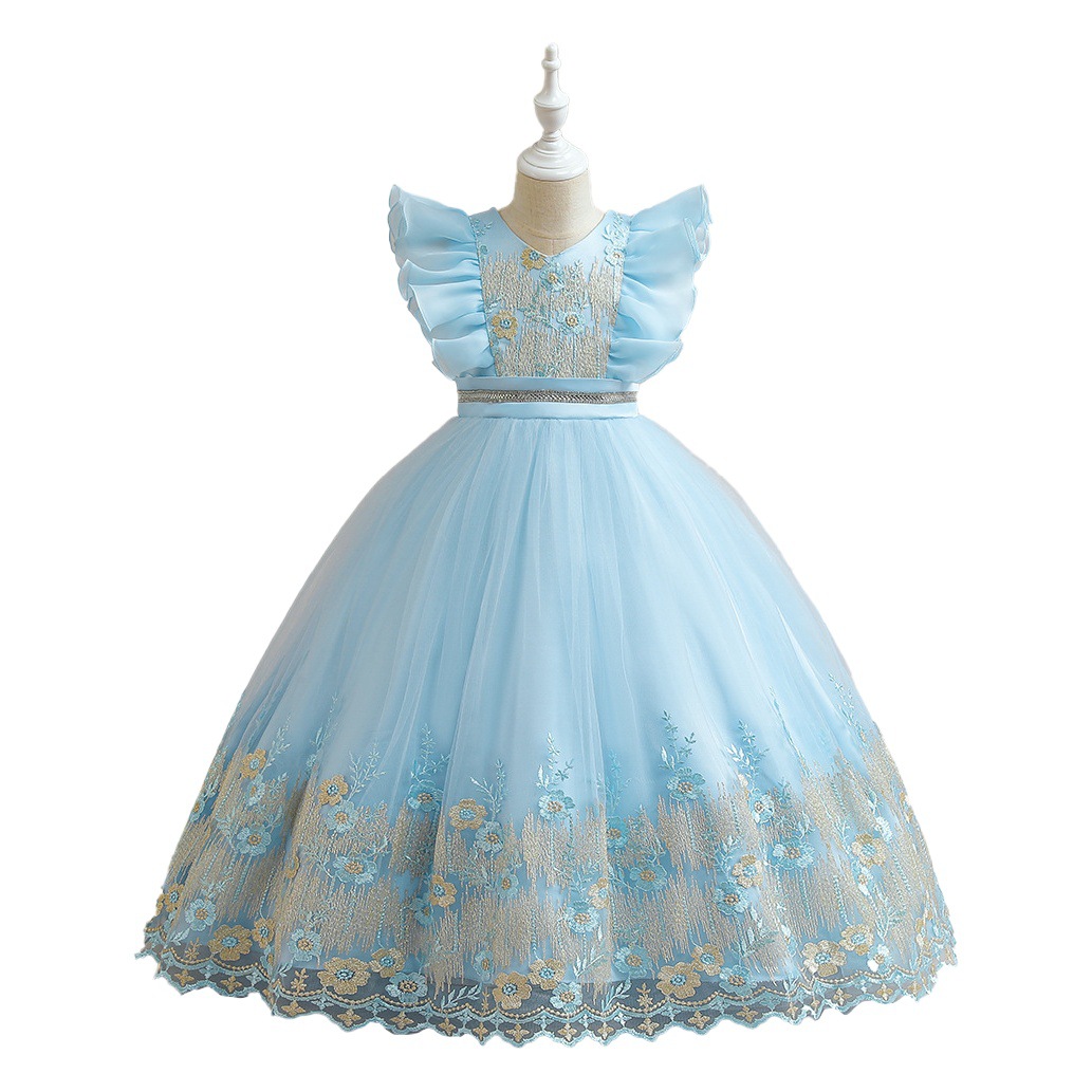 Children's Dress Princess Dress European and American Kidsren's Clothing Flower Girl Tutu Skirt Little Girl Hosting Catwalk Piano Performance Dress Skirt