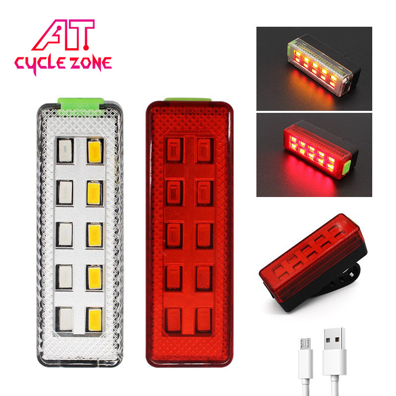 Amazon Wholesale Led Bicycle Tail Light USB Charging Mountain Bike Outdoor Night Riding Equipment Two-Color Warning Light