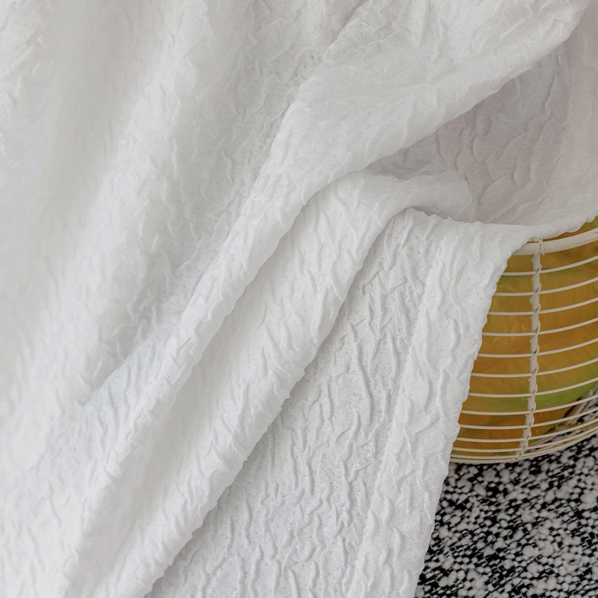 Picture of Curtain Gauze Manufacturer Fabric Wholesale Finished Product Cross-Border Foreign Trade Window Screen Crumpled Seersucker Light-Transmitting and Opaque White Gauze