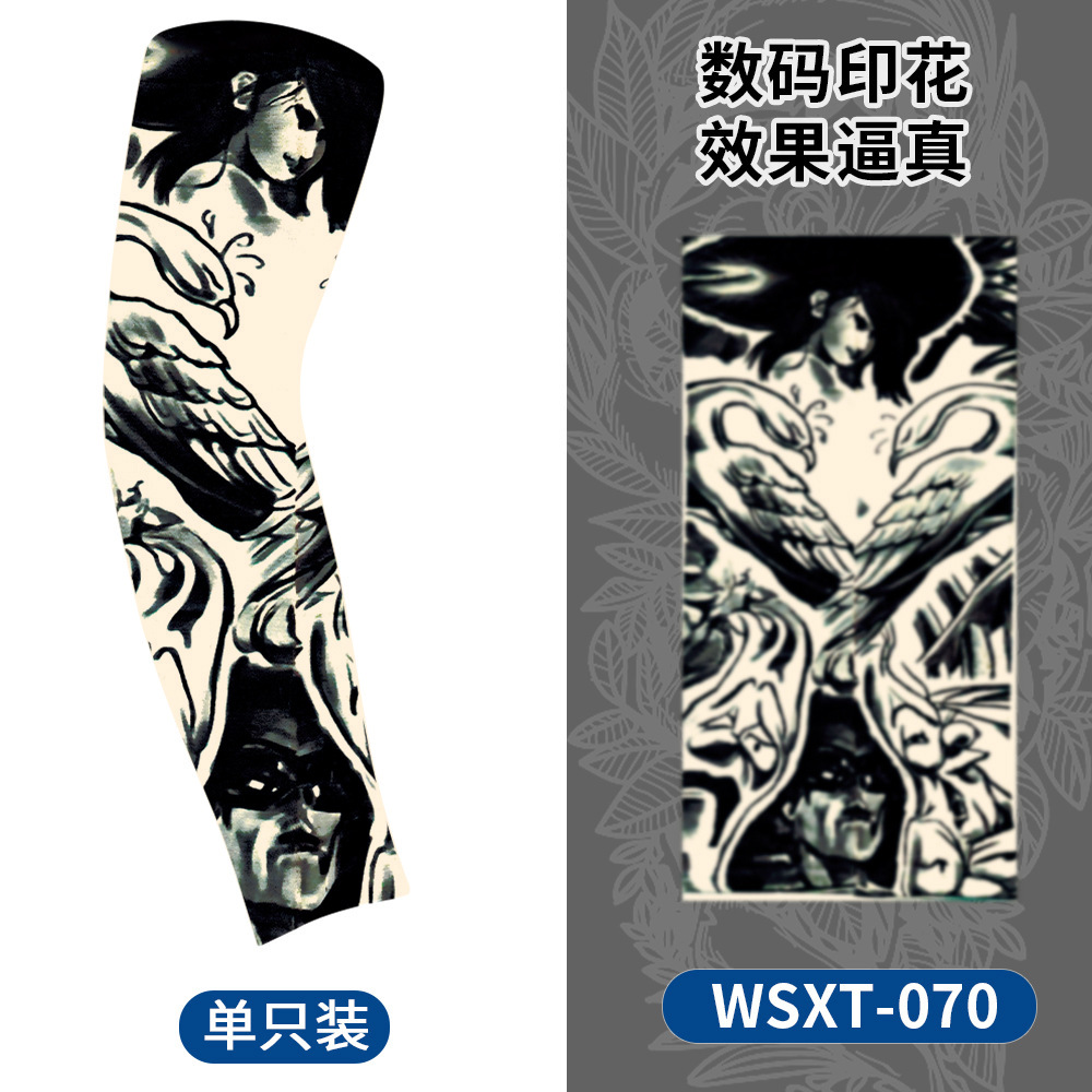 Picture of Summer Riding Sunscreen Tattoo Sleeve Simulation Tattoo Quick-drying Arm Protector Outdoor Sports Sunshade Breathable High Elastic Ice Sleeve