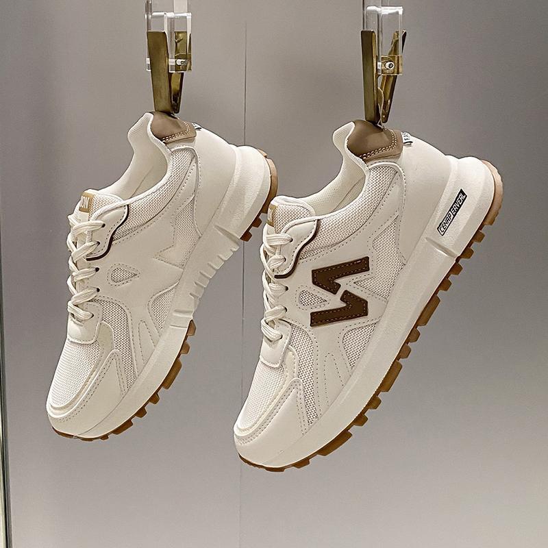 Picture of Thick-Soled Dad Shoes for Women, New Trbottomyy Sports and Casual Shoes, Spring & Fall Versatile Waffle Ins Casual Height-Increasing White Shoes